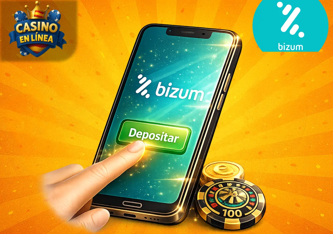 Depositar en casino online con Bizum desde móvil con botón de acción y ficha
